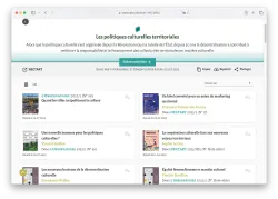 Capture d'écran Cairn.info - Liste de lecture sur les politiques culturelles territoriales